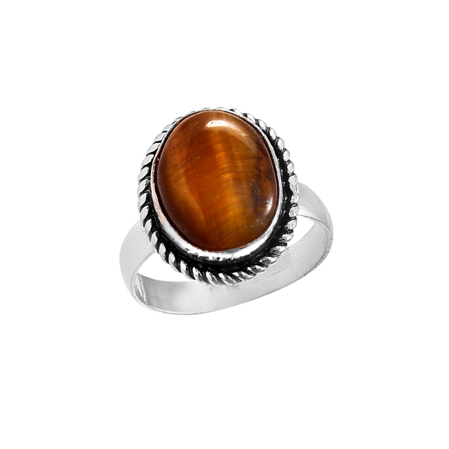 CRYSTCOP German Silver Tiger's Eye Ring for Elegance