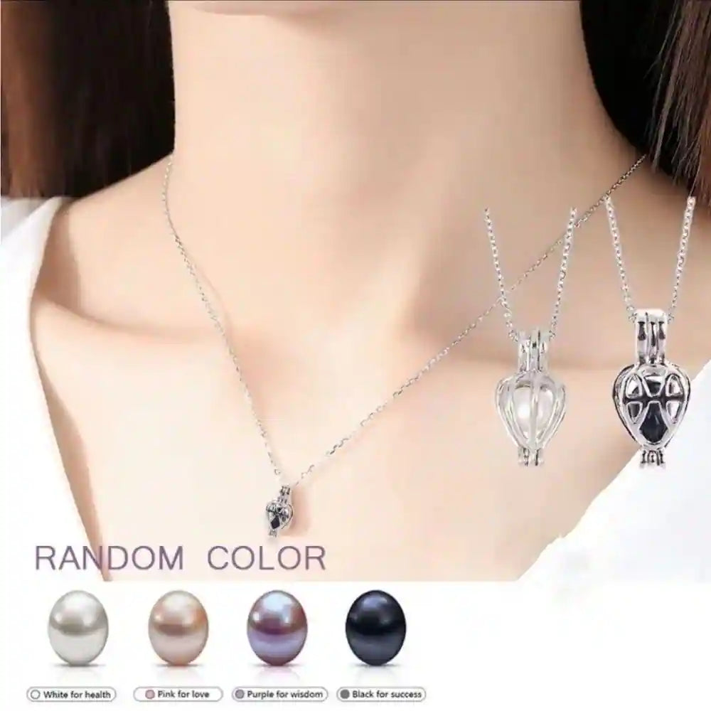 CRYSTCOP pearl pendant necklace gift set with silver chain and multiple pearl color options