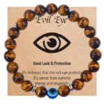 CRYSTCOP - TIGER'S EYE WITH EVIL EYE BRACELET