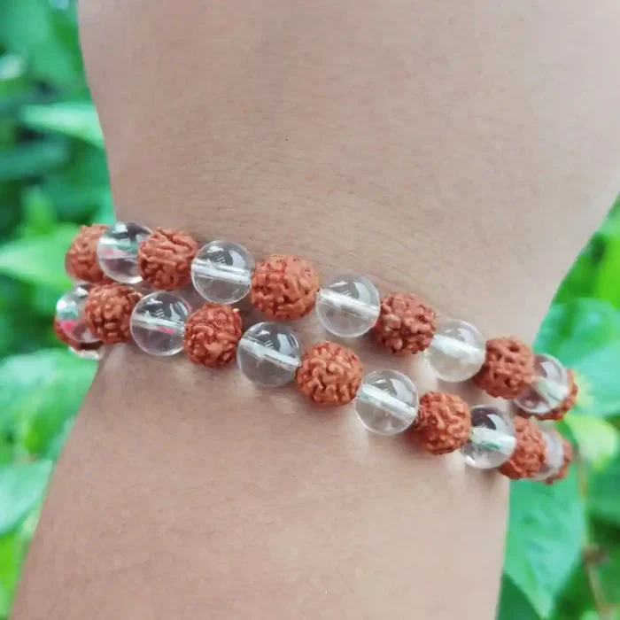 CRYSTCOP - RUDRAKSHA AND CLEAR QUARTZ BRACELET