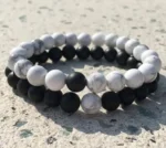 Howlite/ Black Onyx Couple Bracelets - CRYSTCOP